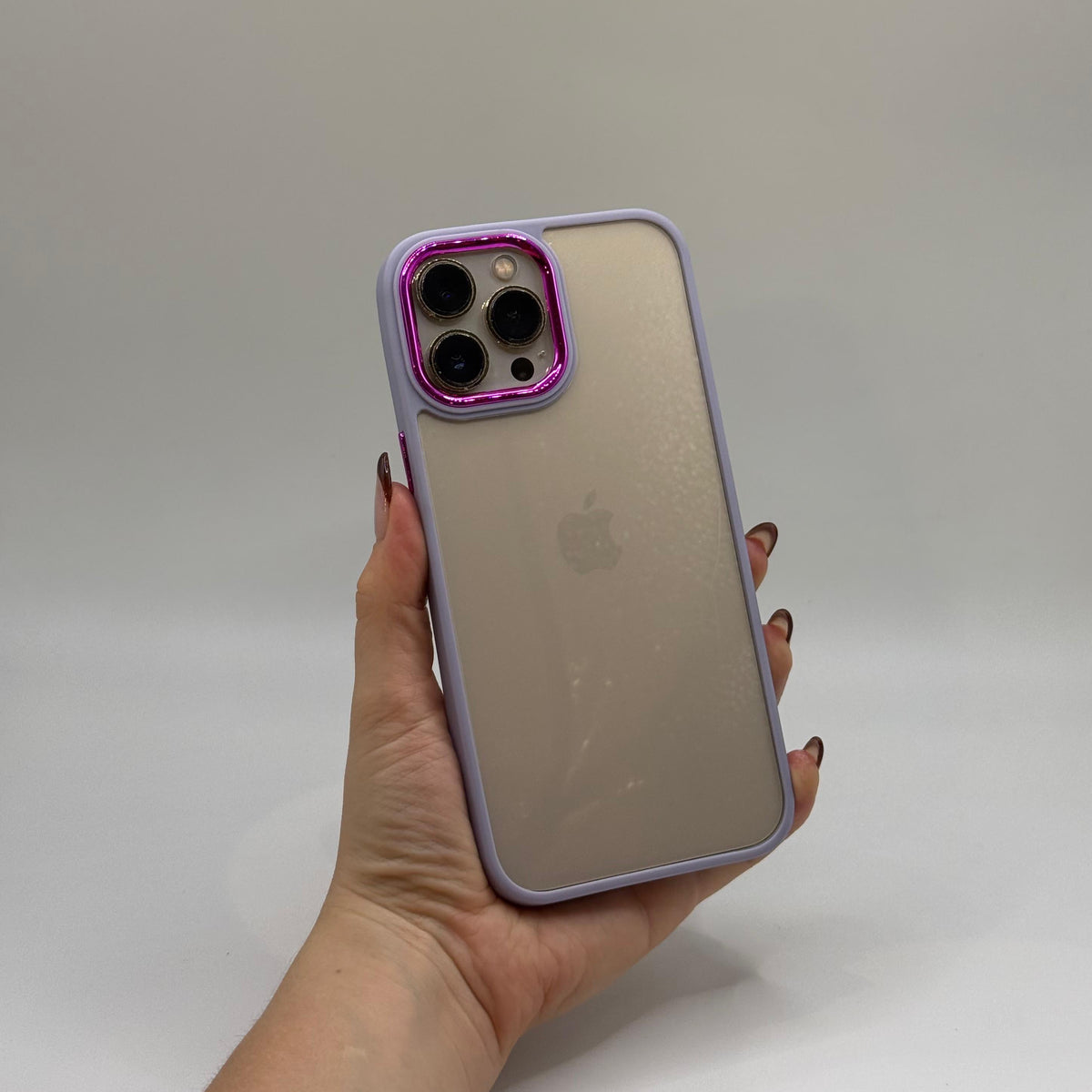 CASE IPHONE 13 PRO MAX BORDE COLOR MORADO
