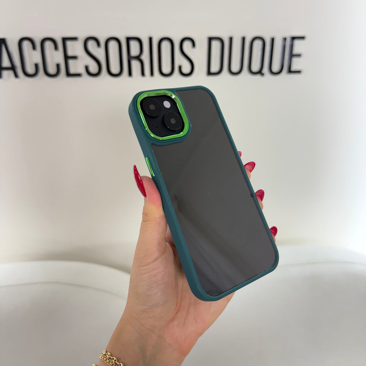 CASE IPHONE 13-14 BORDE COLOR VERDE