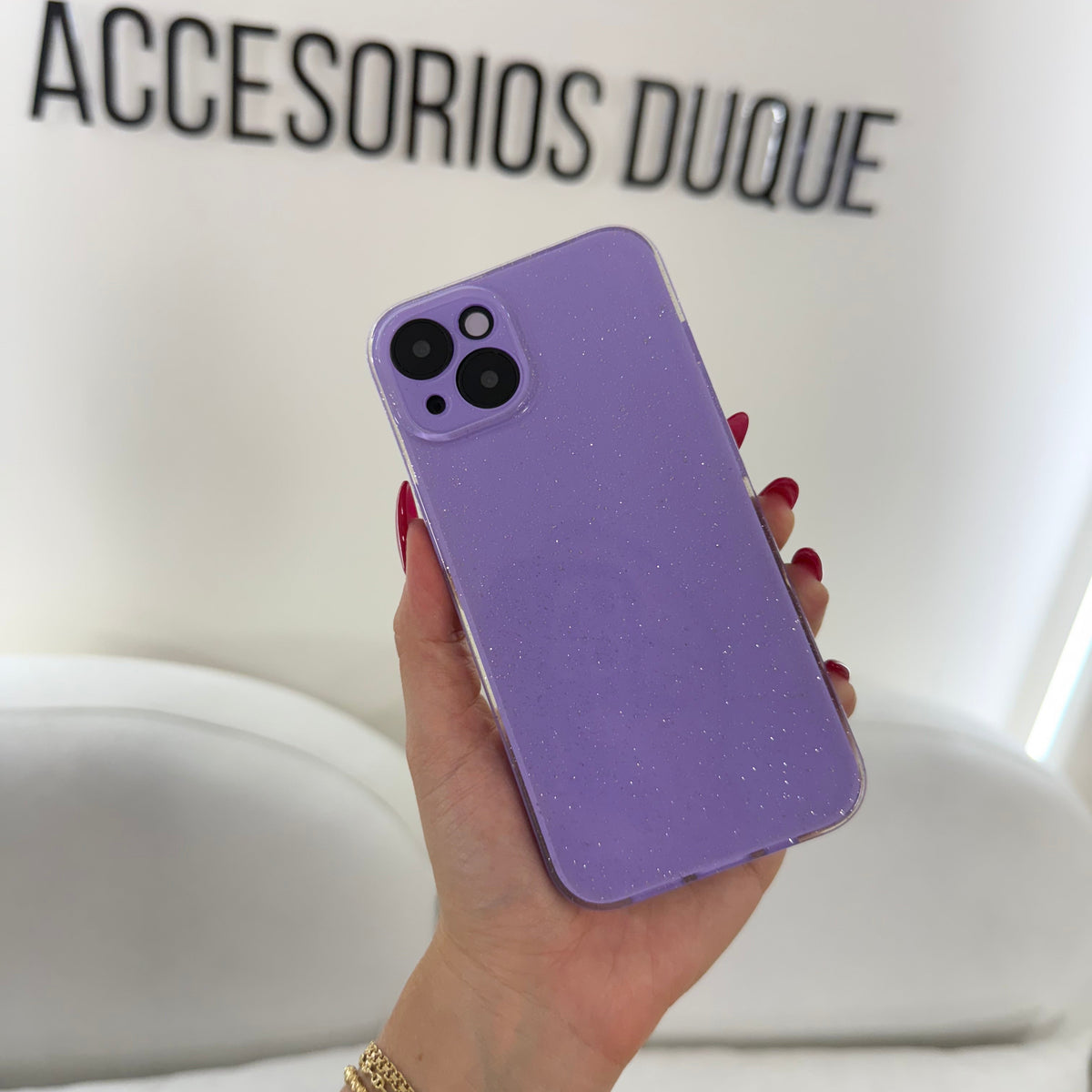 CASE IPHONE 13-14 DESTELLOS LILA