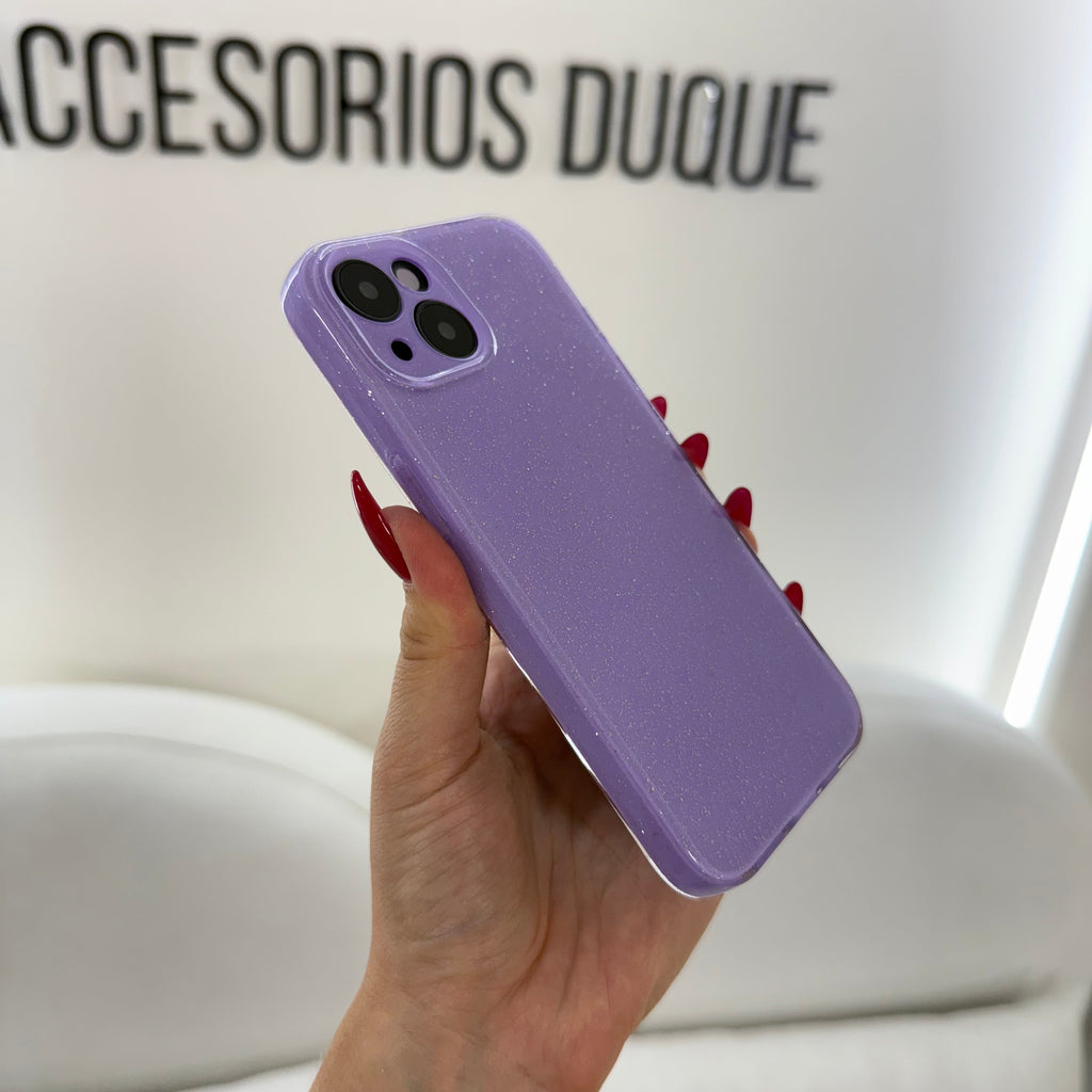 CASE IPHONE 13-14 DESTELLOS LILA