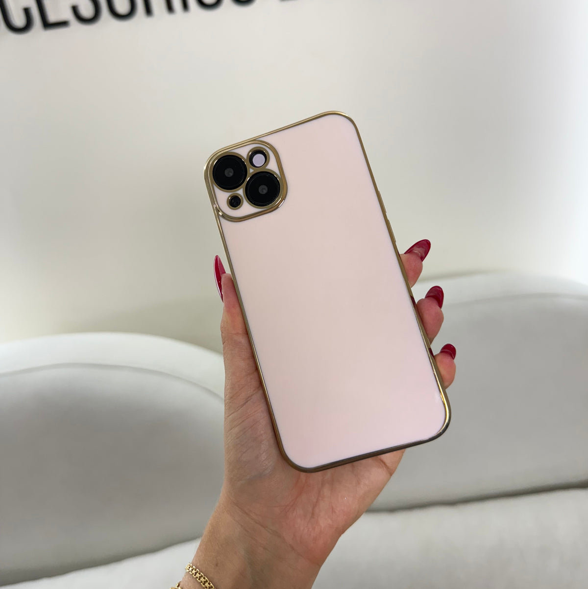 CASE IPHONE 13-14 LUJO ROSADO