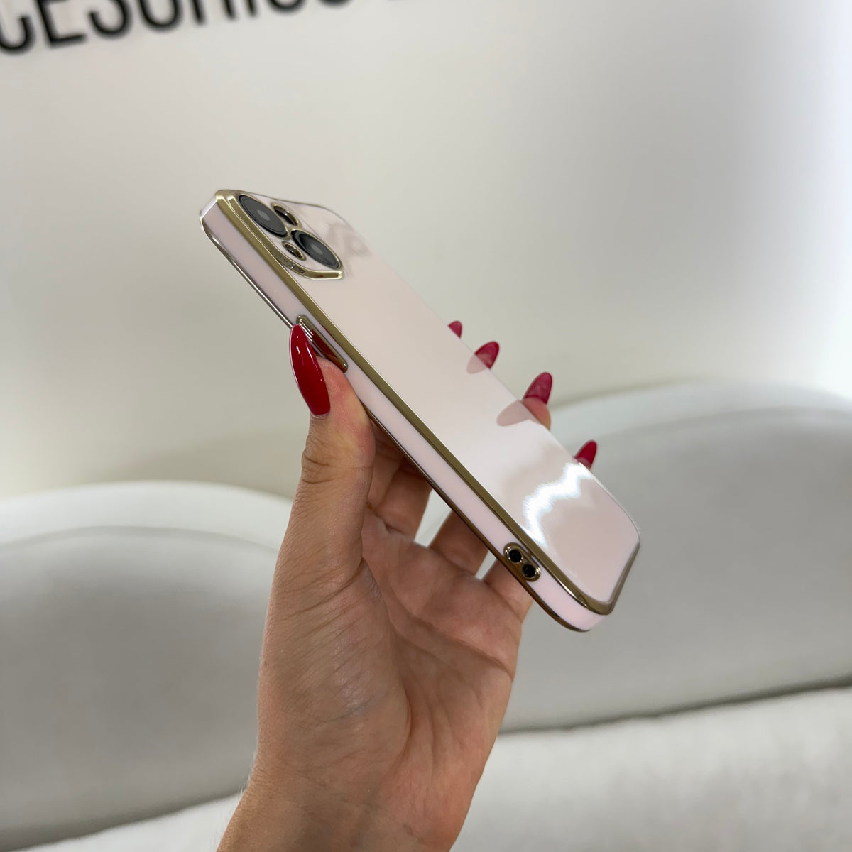 CASE IPHONE 13-14 LUJO ROSADO