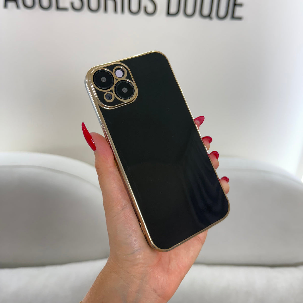 CASE IPHONE 13-14 LUJO NEGRO
