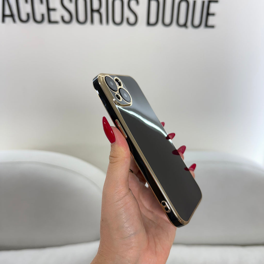 CASE IPHONE 13-14 LUJO NEGRO