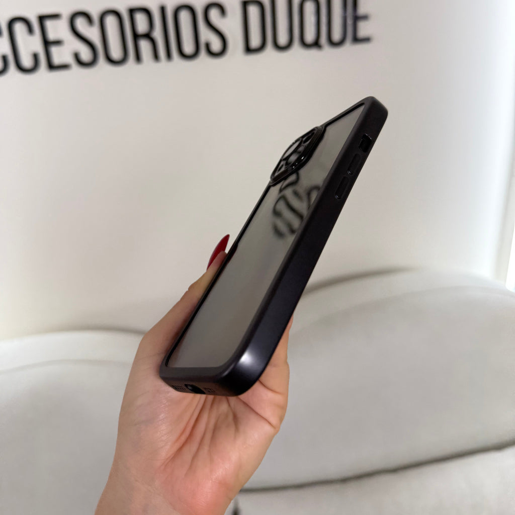 CASE IPHONE 14 PLUS BORDE METALIZADO NEGRO