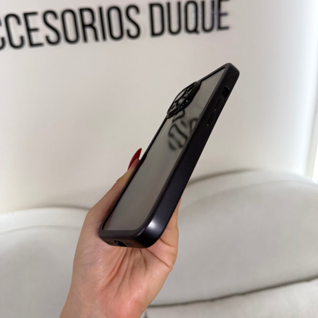 CASE IPHONE 13-14 BORDE METALIZADO NEGRO