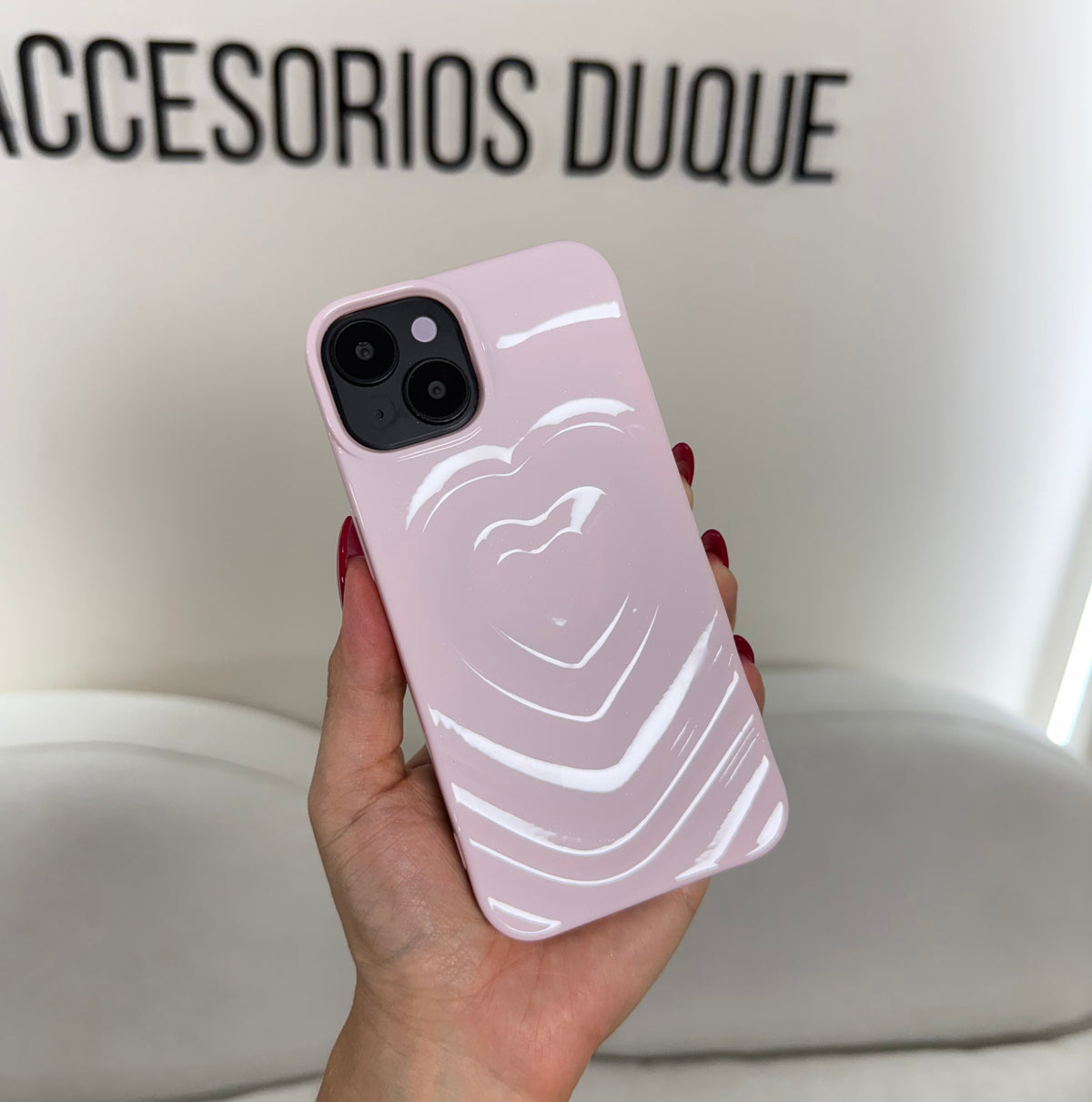 CASE IPHONE 15 LOVE 3D ROSADO