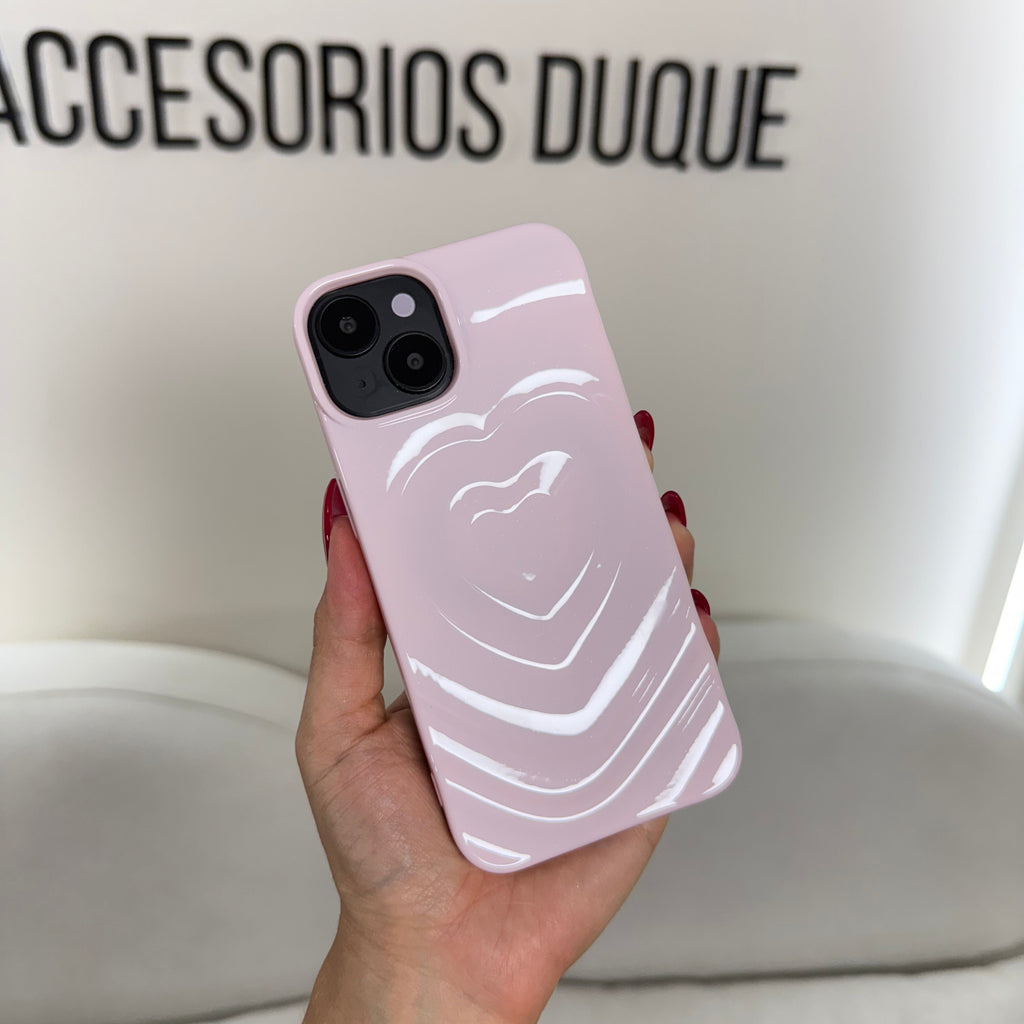 CASE IPHONE 13-14 LOVE 3D ROSADO