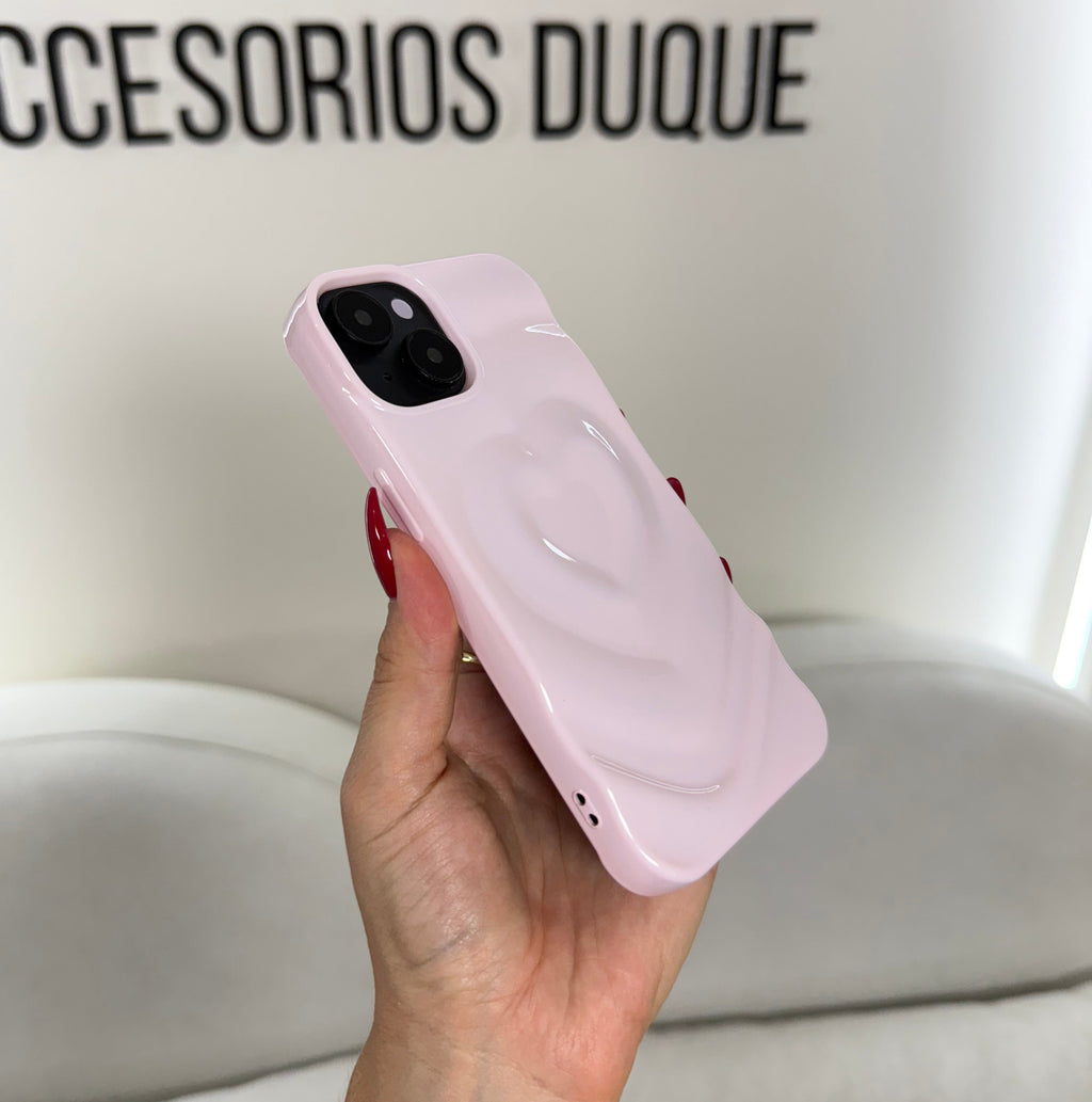 CASE IPHONE 15 LOVE 3D ROSADO