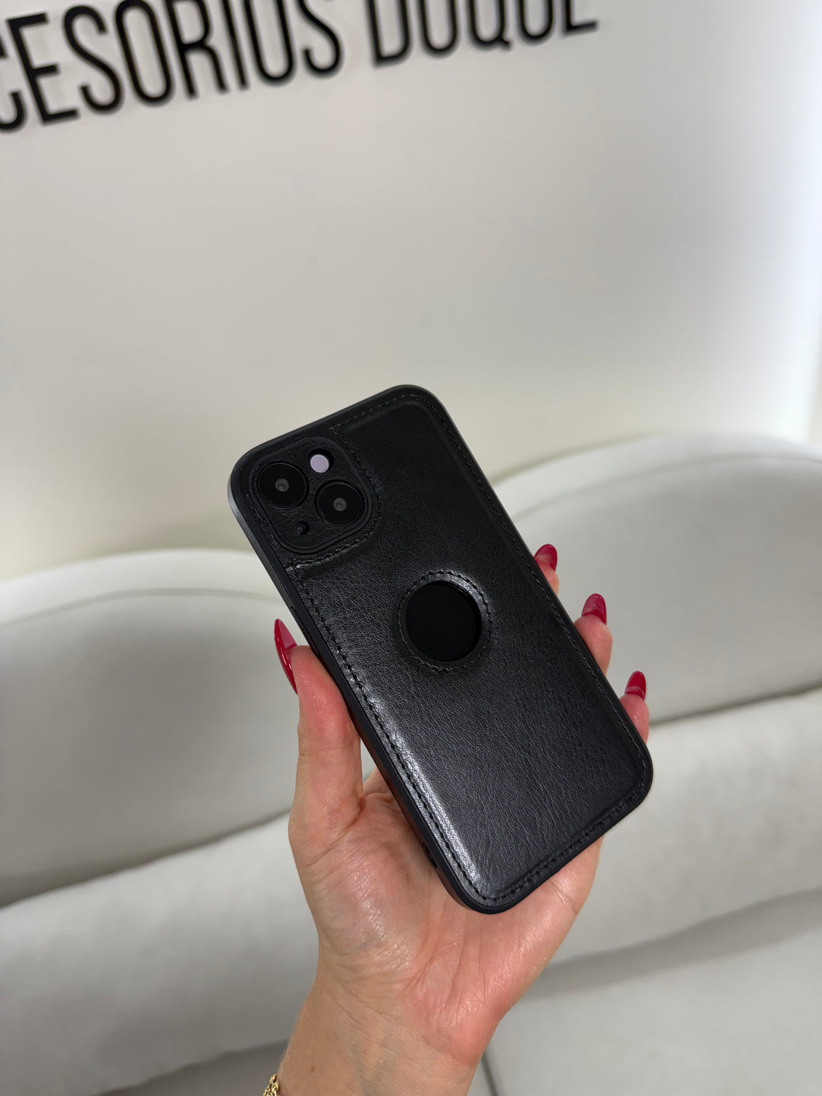 CASE IPHONE 11 TIPO CUERO NEGRO