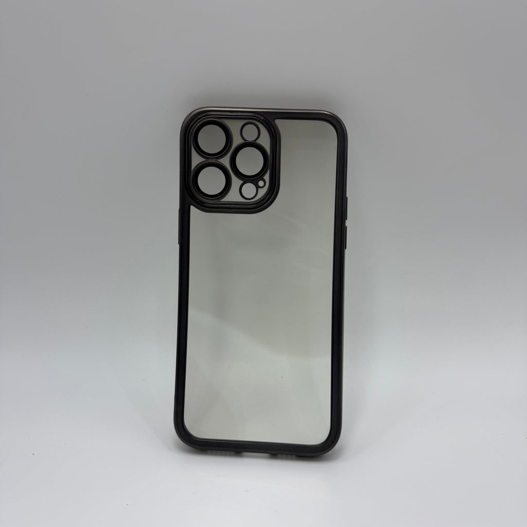 CASE IPHONE 14 PRO BORDE METALIZADO  NEGRO