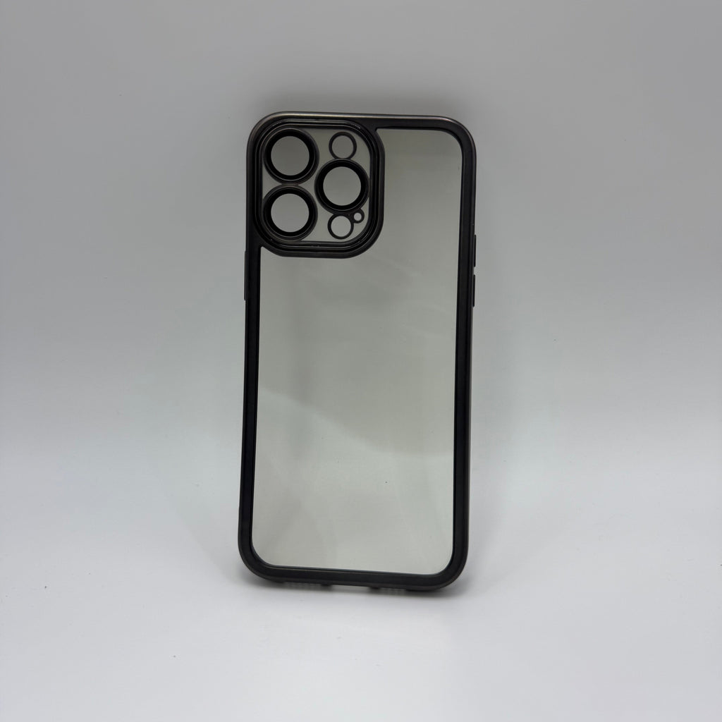 CASE IPHONE 14 PRO MAX BORDE METALIZADO NEGRO