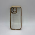 CASE IPHONE 14 PRO MAX BORDE METALIZADO DORADO