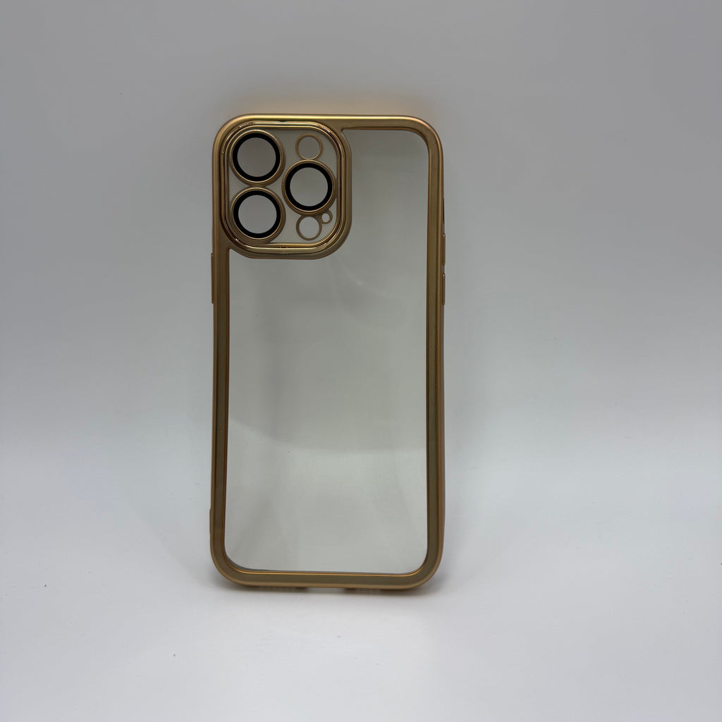 CASE IPHONE 13 PRO BORDE METALIZADO DORADO