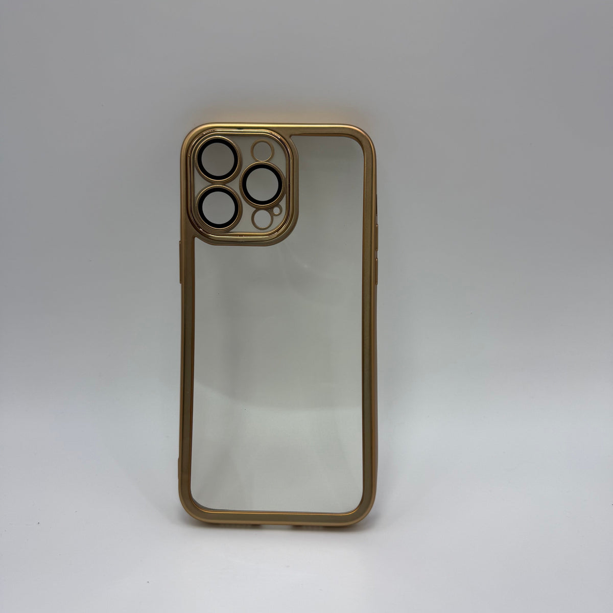 CASE IPHONE 14 PRO BORDE METALIZADO DORADO