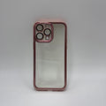 CASE IPHONE 14 PRO MAX BORDE METALIZADO ROSADO