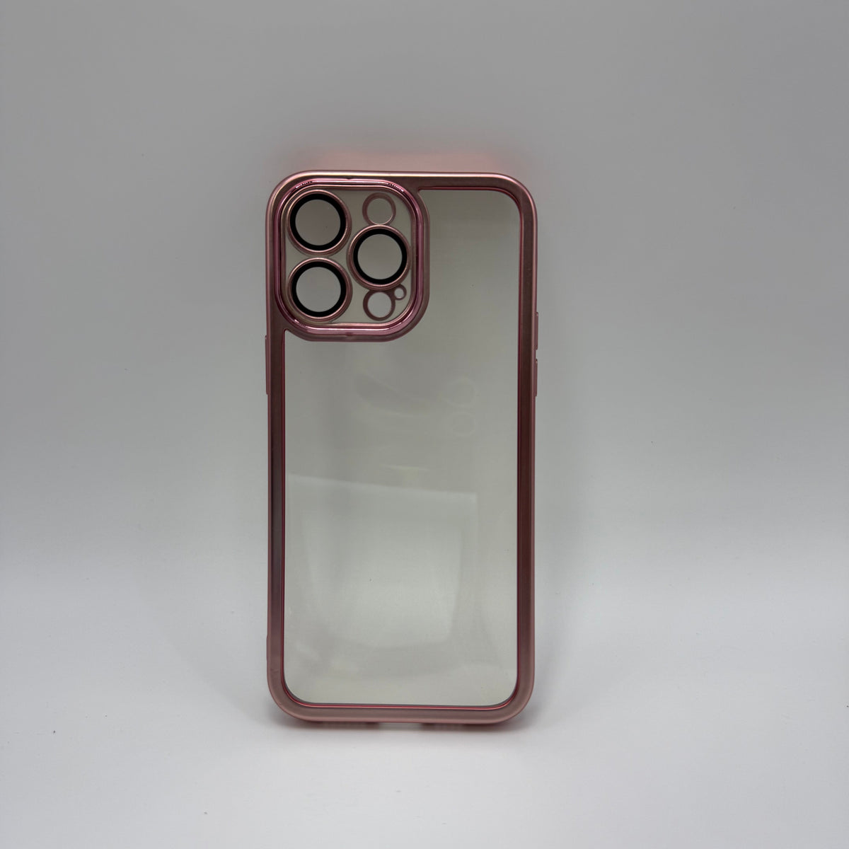 CASE IPHONE 14 PRO BORDE METALIZADO ROSADO