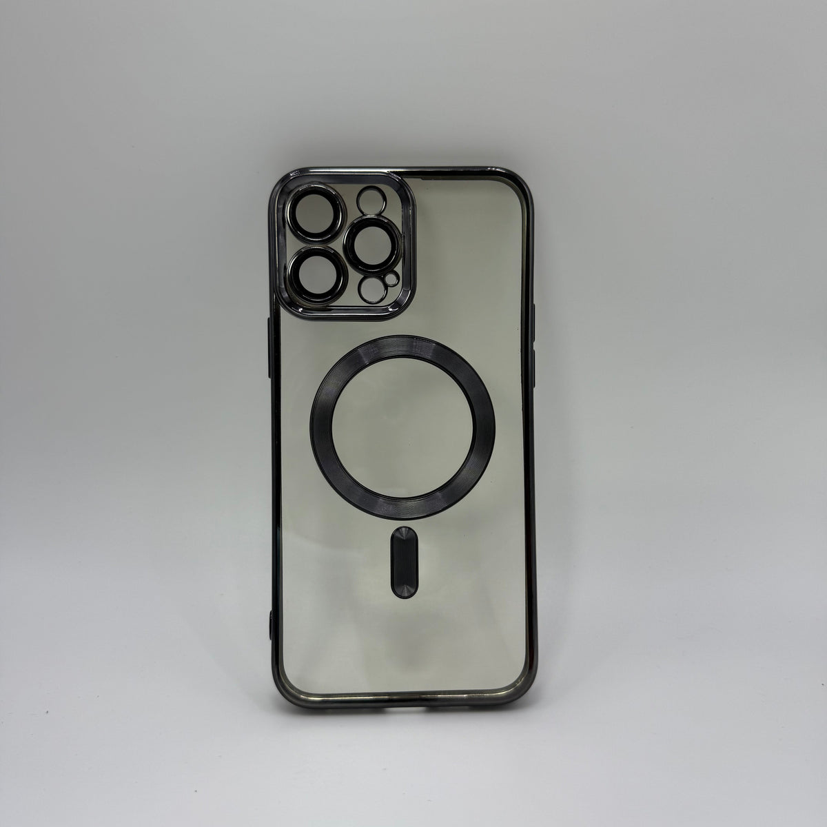 CASE IPHONE 15 PRO MAX BORDE METALIZADO MAGSAFE NEGRO