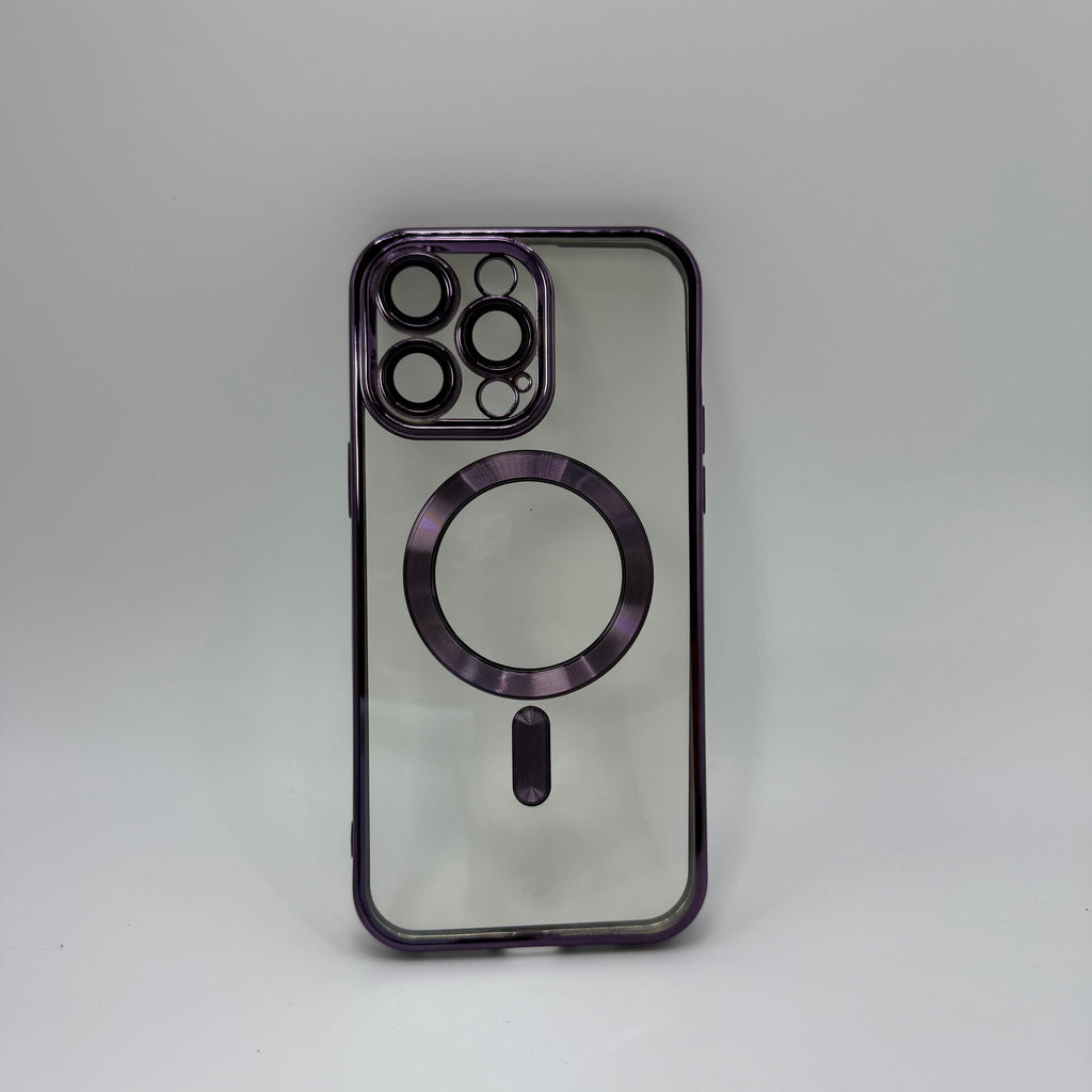 CASE IPHONE 15 PRO BORDE METALIZADO MAGSAFE MORADO