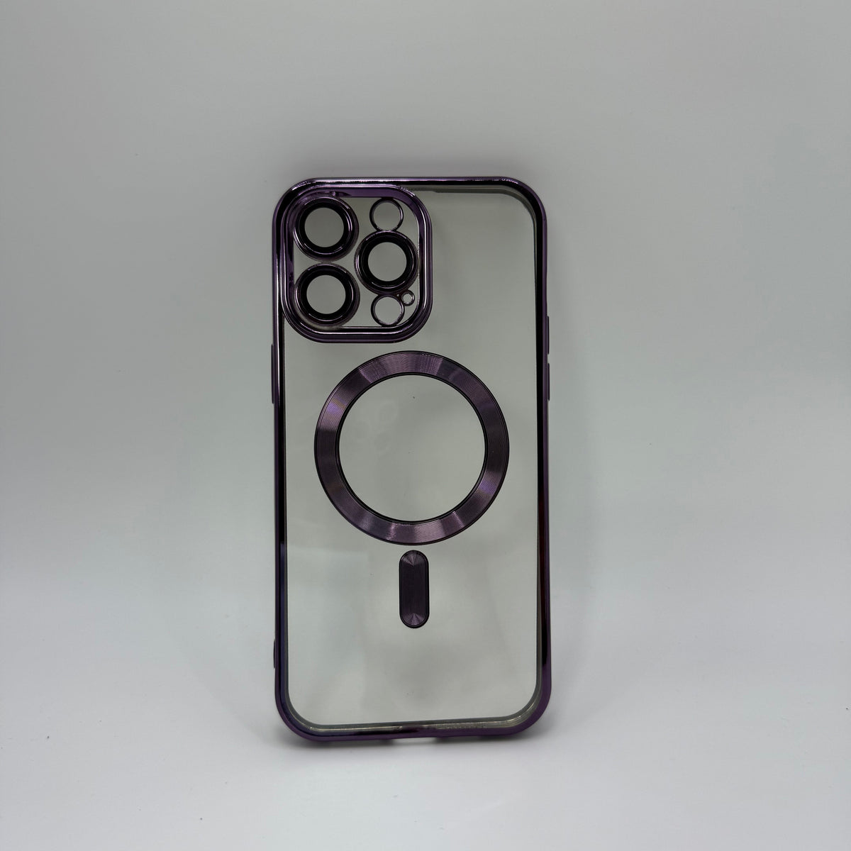 CASE IPHONE 15 PRO BORDE METALIZADO MAGSAFE MORADO