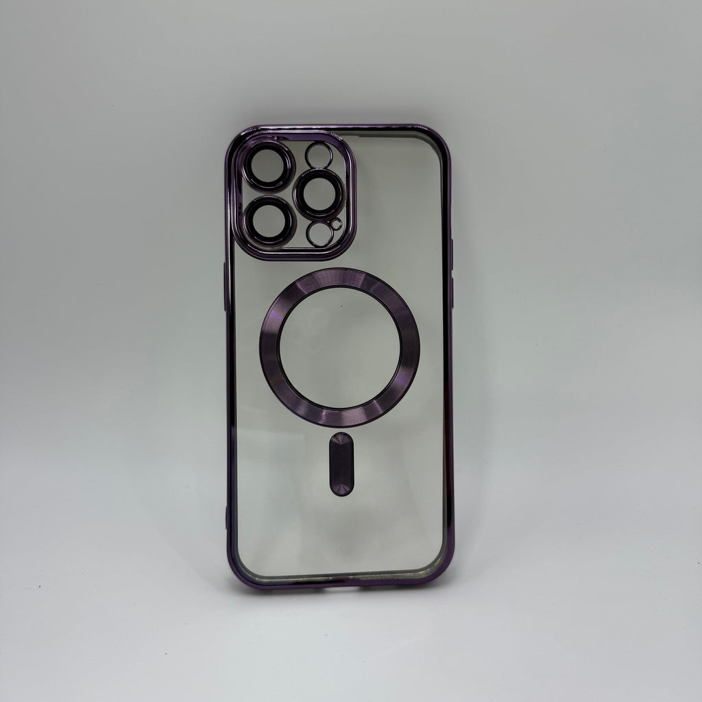 CASE IPHONE 14 PRO BORDE METALIZADO MAGSAFE MORADO