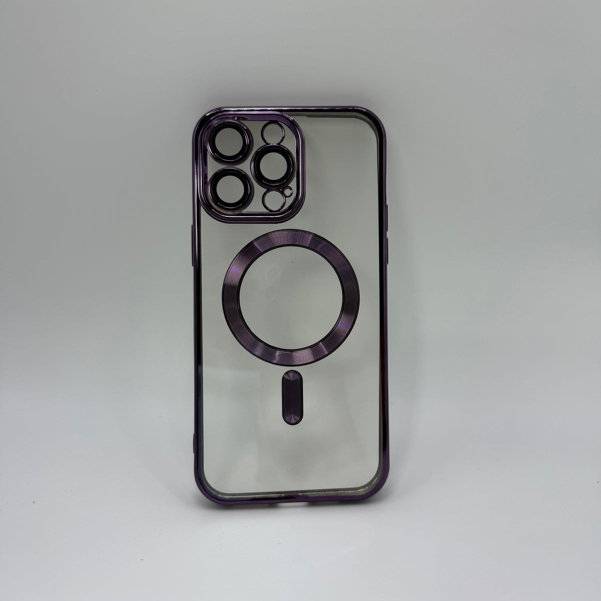 CASE IPHONE 14 PRO BORDE METALIZADO MAGSAFE MORADO