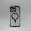 CASE IPHONE 15 PRO MAX BORDE METALIZADO MAGSAFE MORADO