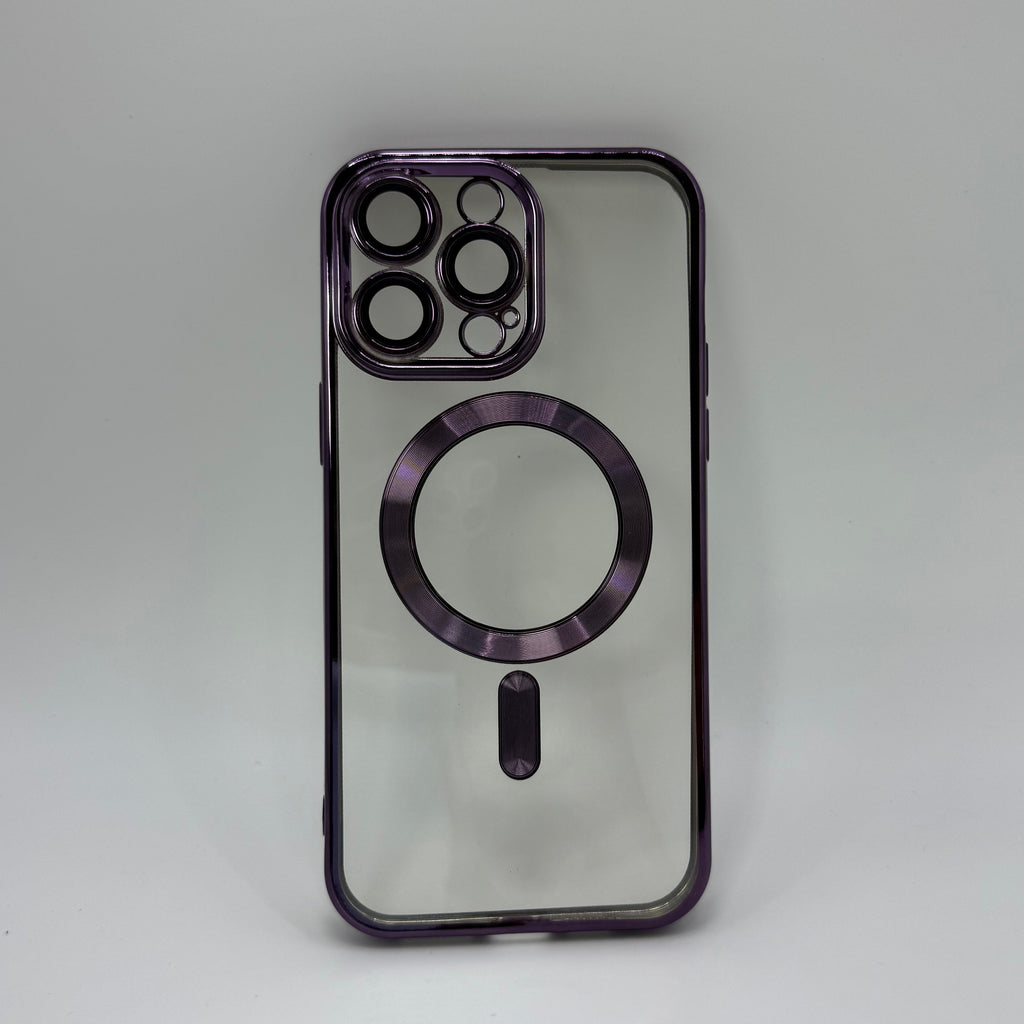 CASE IPHONE 13 PRO MAX BORDE METALIZADO MAGSAFE MORADO