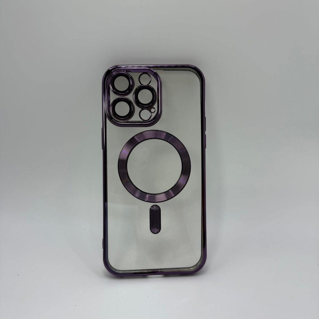 CASE IPHONE 11 PRO MAX BORDE METALIZADO MAGSAFE MORADO