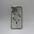 CASE IPHONE 15 PRO BORDE METALIZADO MAGSAFE PLATEADO