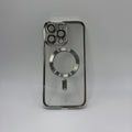 CASE IPHONE 14 PRO MAX BORDE METALIZADO MAGSAFE PLATEADO