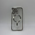 CASE IPHONE 15 PRO MAX BORDE METALIZADO MAGSAFE PLATEADO