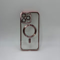CASE IPHONE 15 PRO MAX BORDE METALIZADO MAGSAFE ROSADO