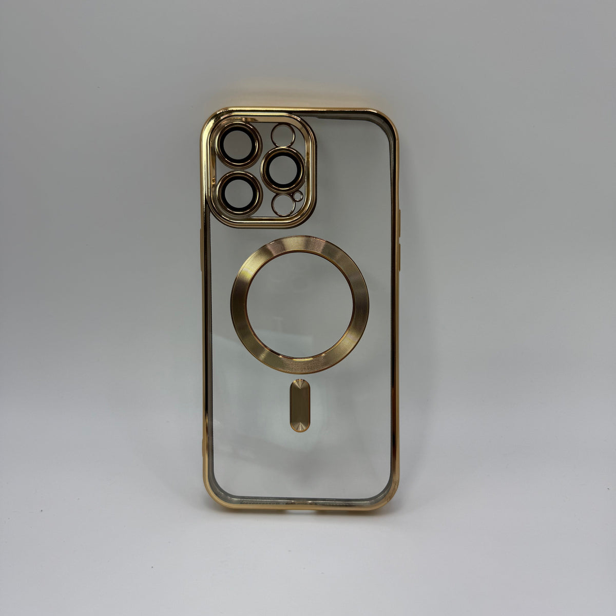 CASE IPHONE 15 PRO BORDE METALIZADO MAGSAFE DORADO