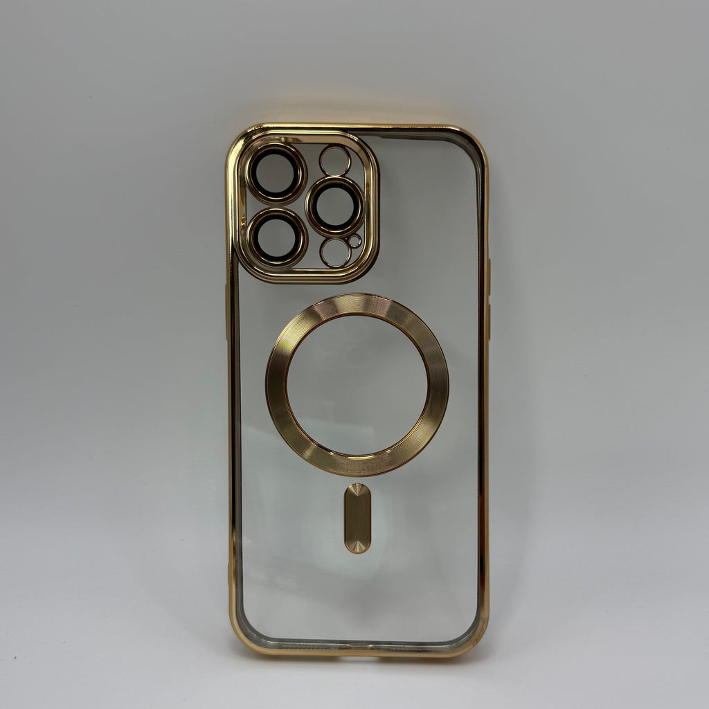 CASE IPHONE 13 PRO MAX BORDE METALIZADO MAGSAFE DORADO