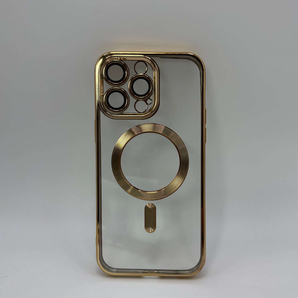 CASE IPHONE 13 PRO MAX BORDE METALIZADO MAGSAFE DORADO