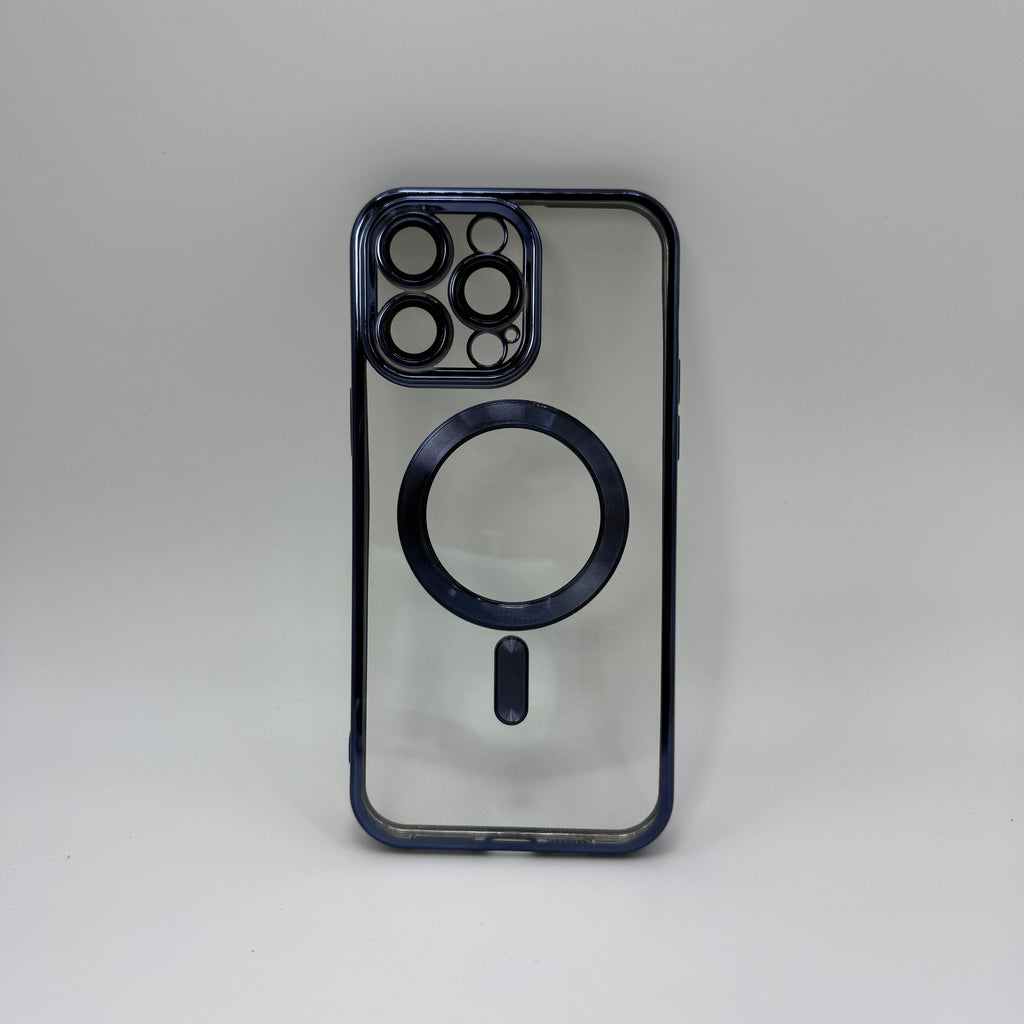 CASE IPHONE 15 PRO BORDE METALIZADO MAGSAFE AZUL