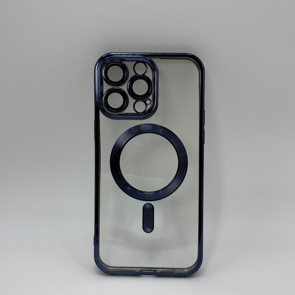 CASE IPHONE 13 PRO MAX BORDE METALIZADO MAGSAFE AZUL