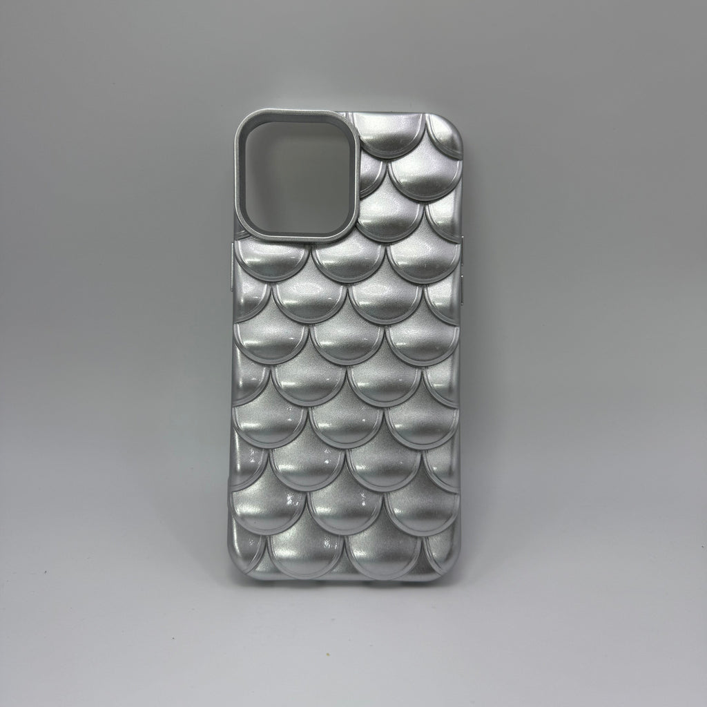 CASE IPHONE 15 PRO MAX ESCAMAS PLATEADO