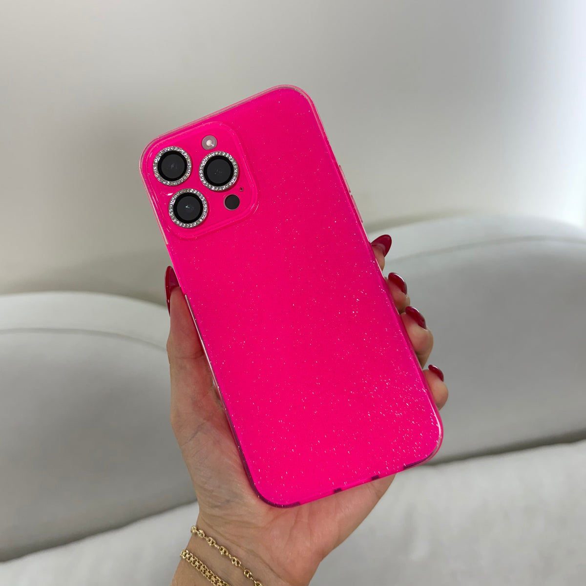 CASE IPHONE 11 PRO MAX DESTELLOS FUCSIA