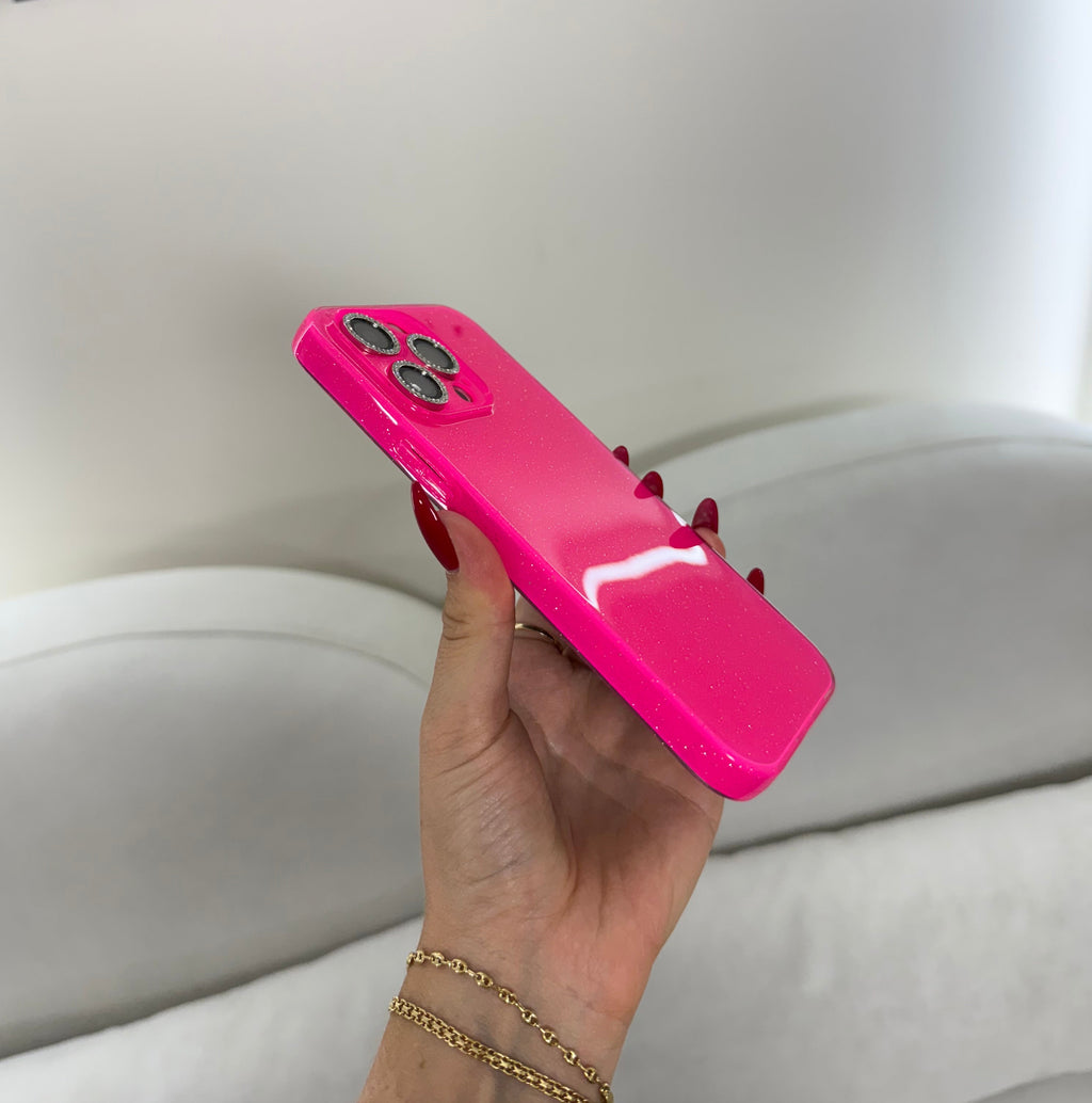 CASE IPHONE 14 PRO MAX DESTELLOS FUCSIA