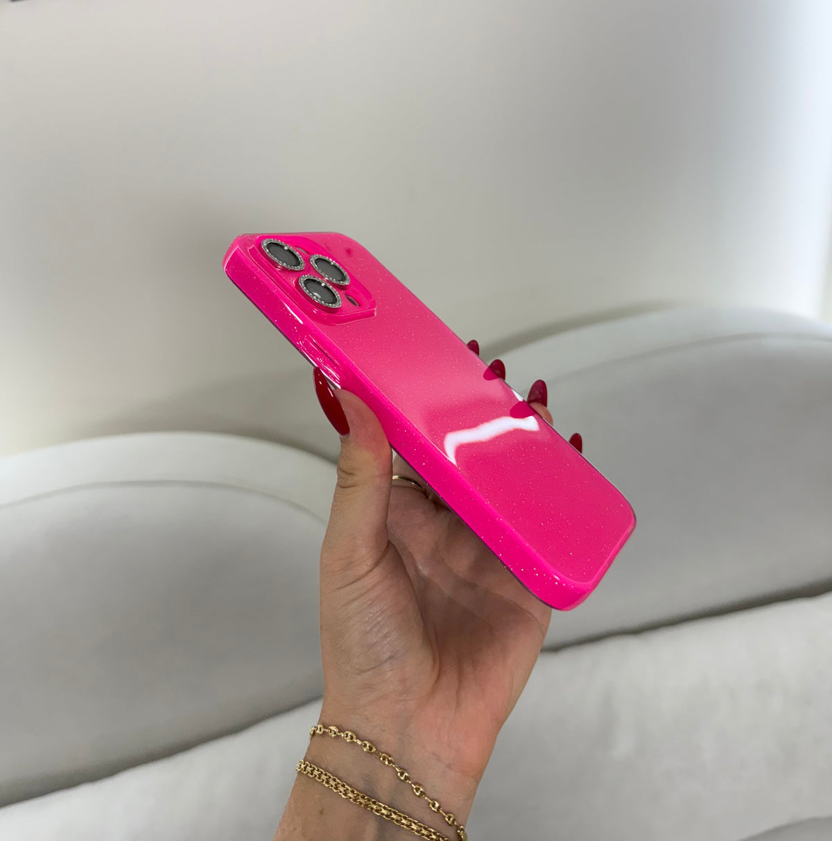 CASE IPHONE 14 PRO MAX DESTELLOS FUCSIA