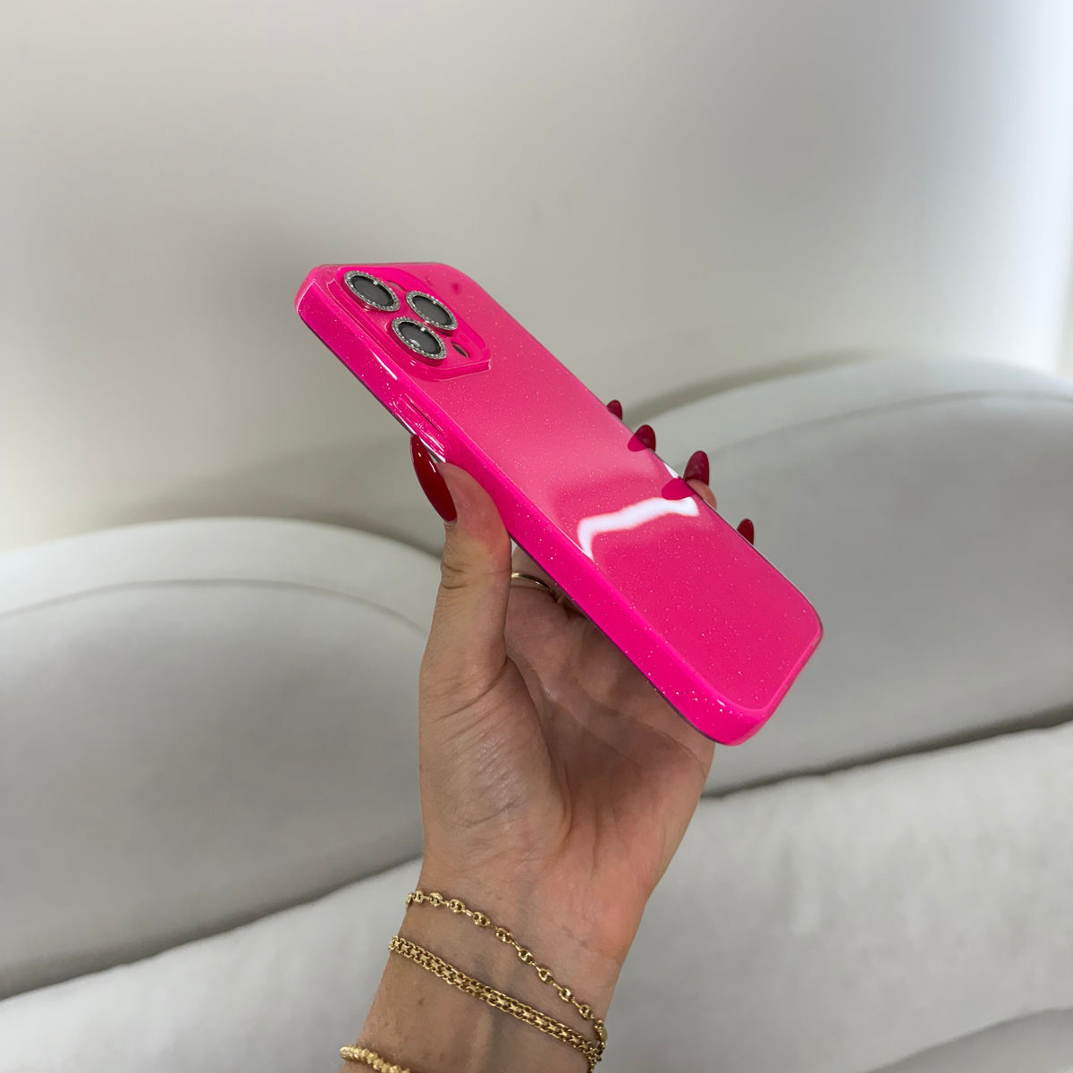 CASE IPHONE 13 PRO DESTELLOS FUCSIA