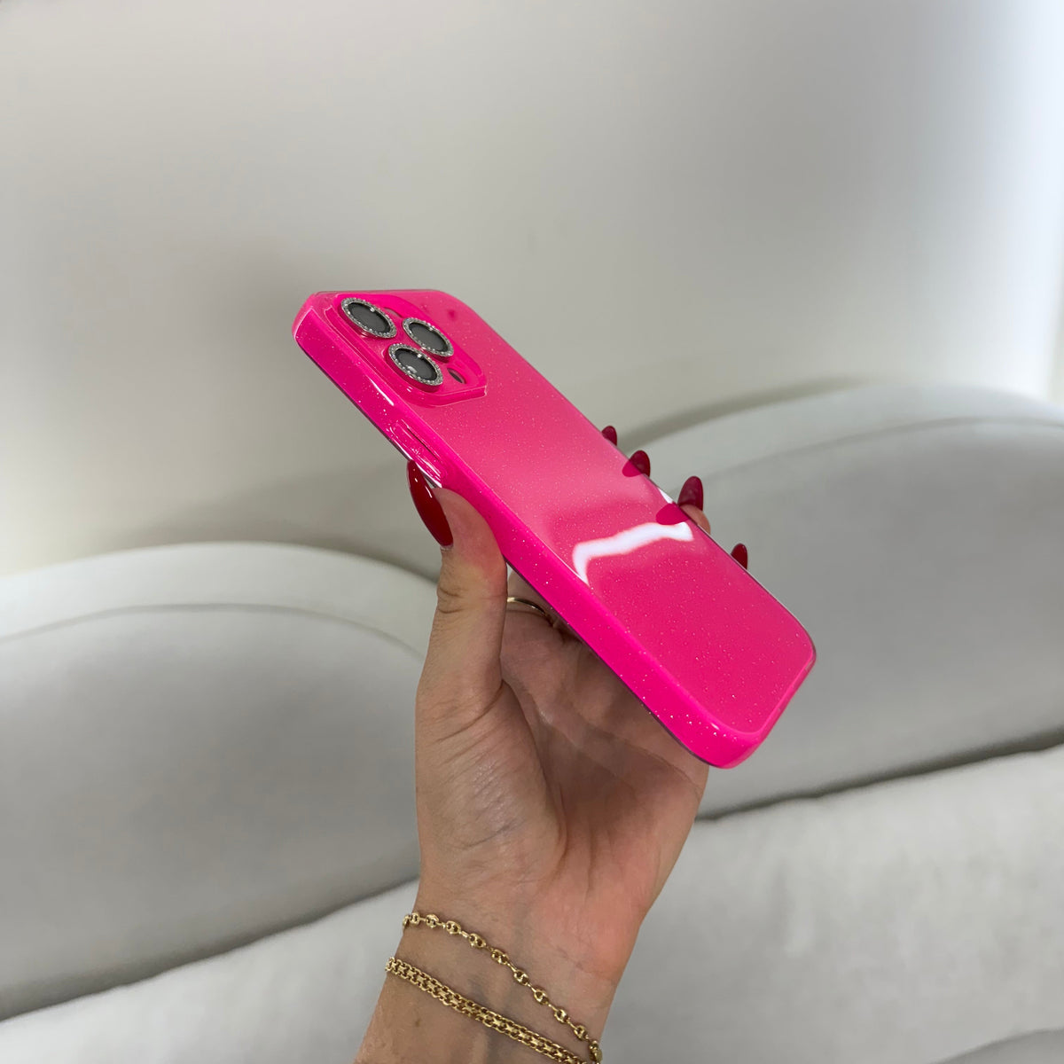CASE IPHONE 14 PRO DESTELLOS FUCSIA