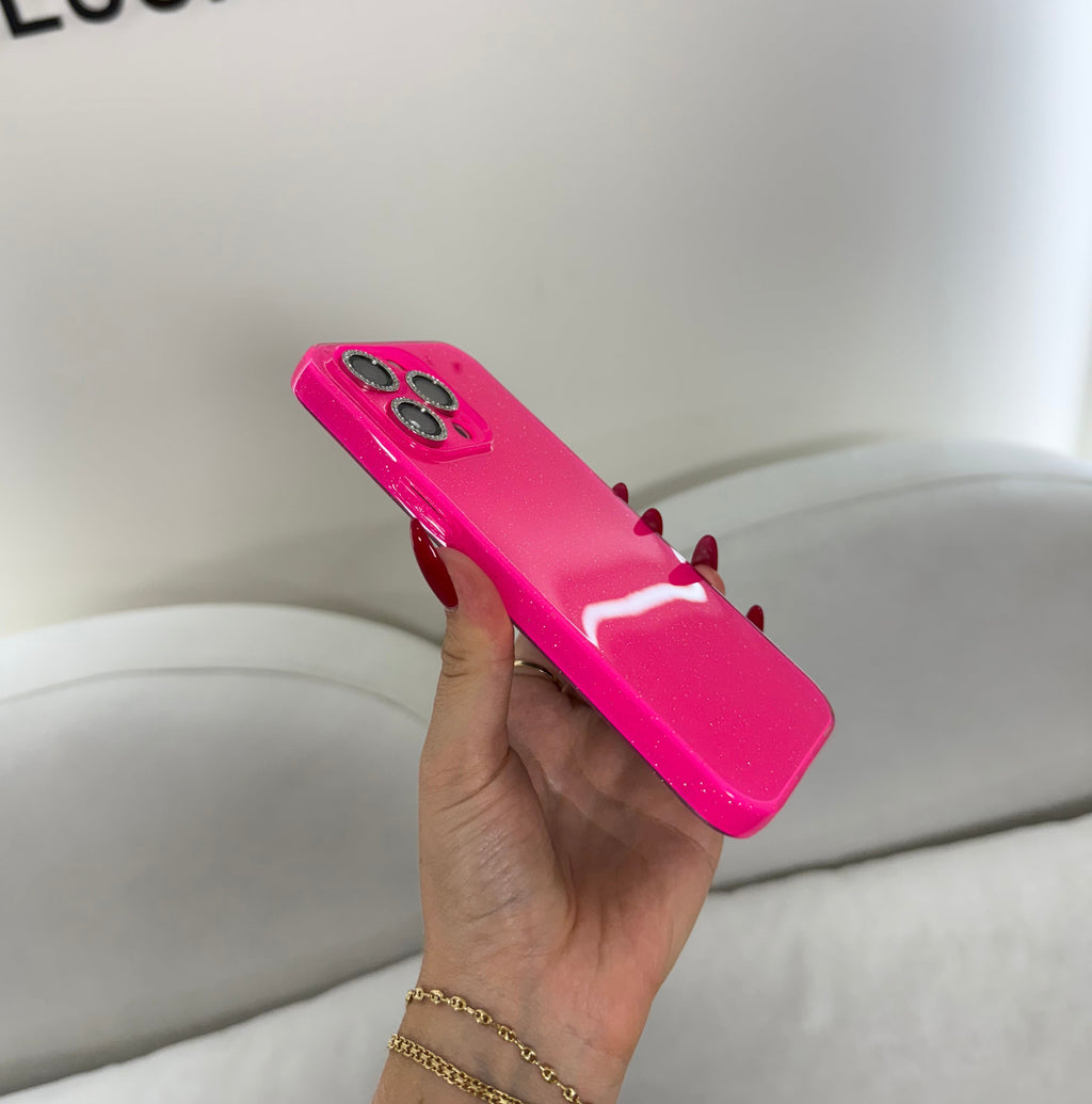 CASE IPHONE 13 PRO MAX DESTELLOS FUCSIA