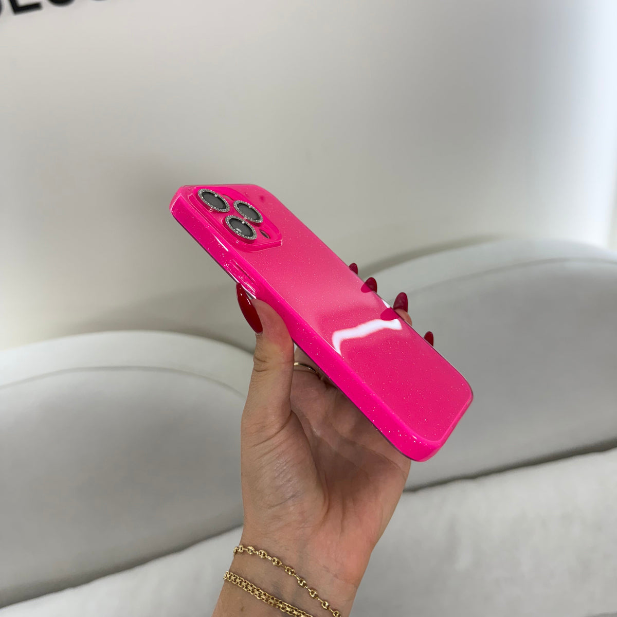 CASE IPHONE 11 PRO MAX DESTELLOS FUCSIA