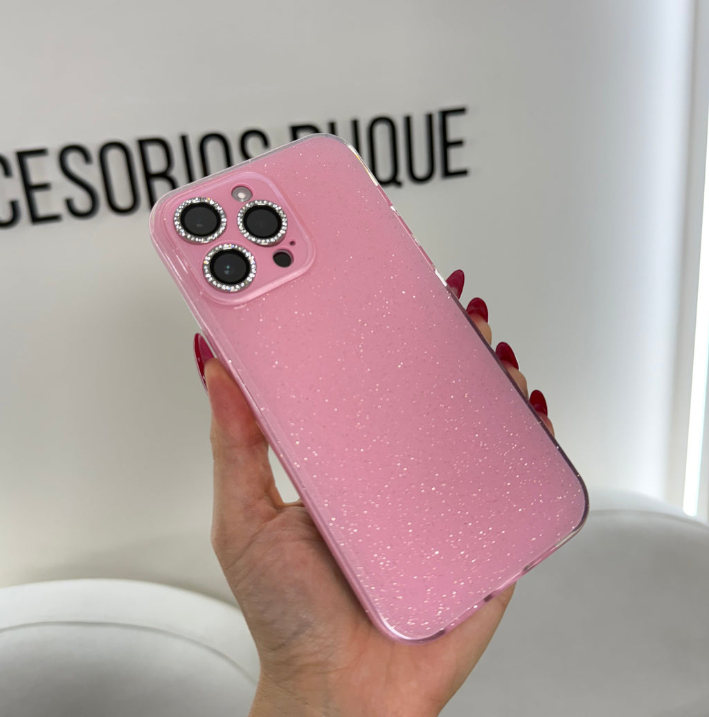 CASE IPHONE 13 PRO MAX DESTELLOS ROSADO