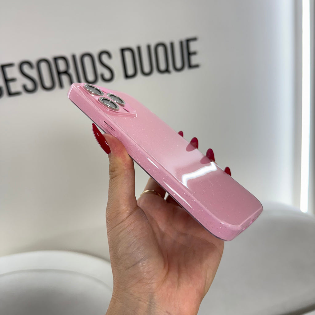 CASE IPHONE 14 PRO MAX DESTELLOS ROSADO