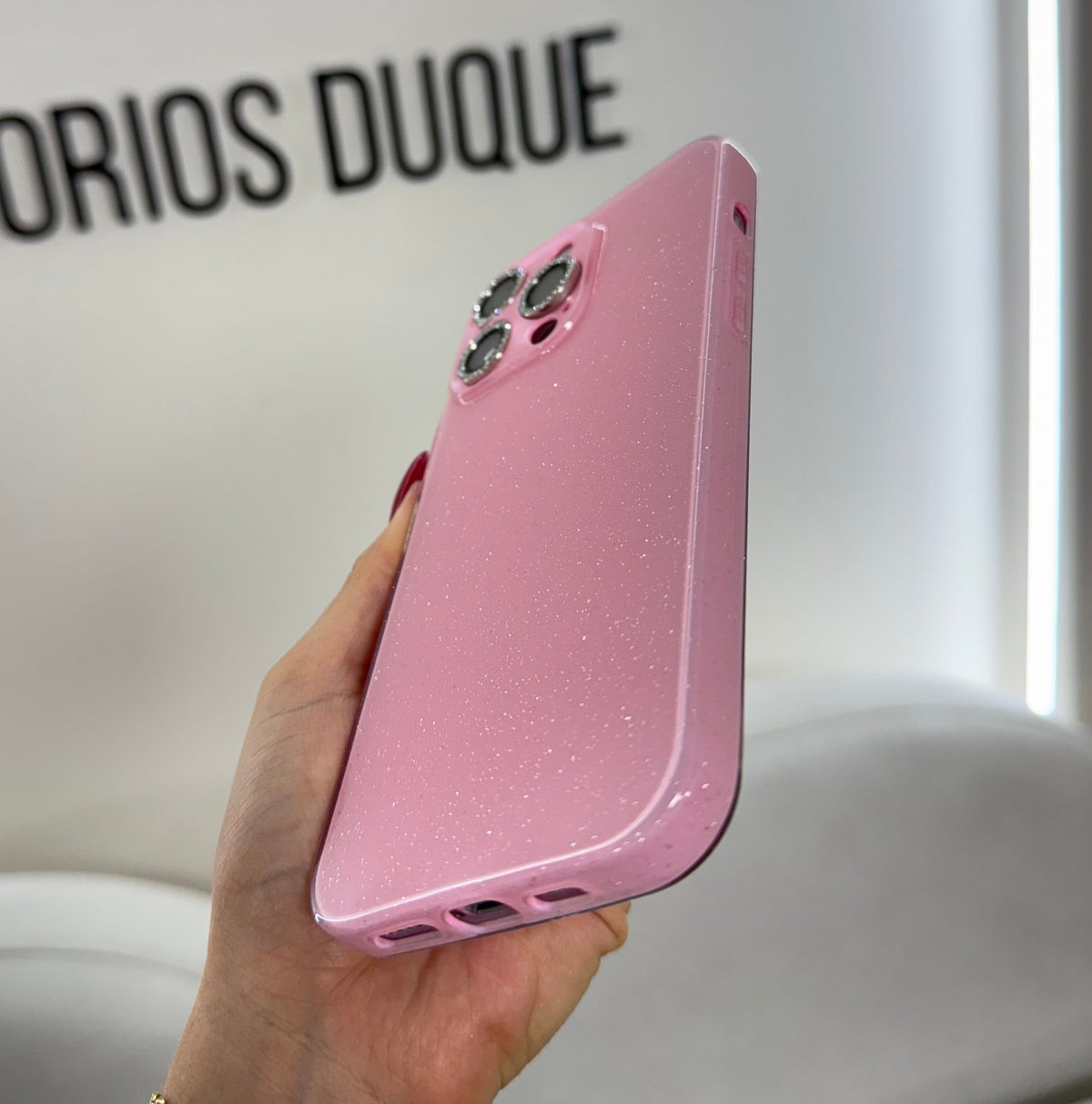 CASE IPHONE 12 PRO MAX DESTELLOS ROSADO