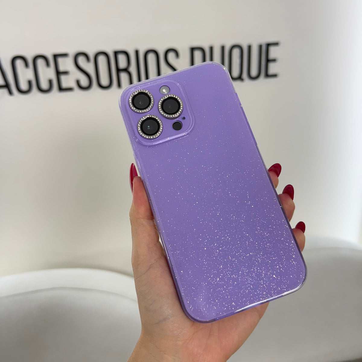CASE IPHONE 13 PRO DESTELLOS LILA